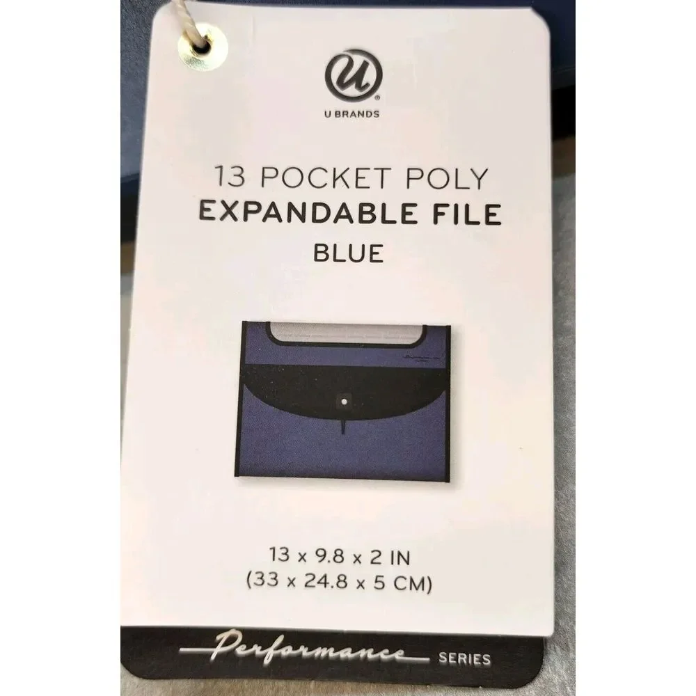 2 New U BRANDS Performance Series Poly 13 Pocket Expandable File Folder Blue